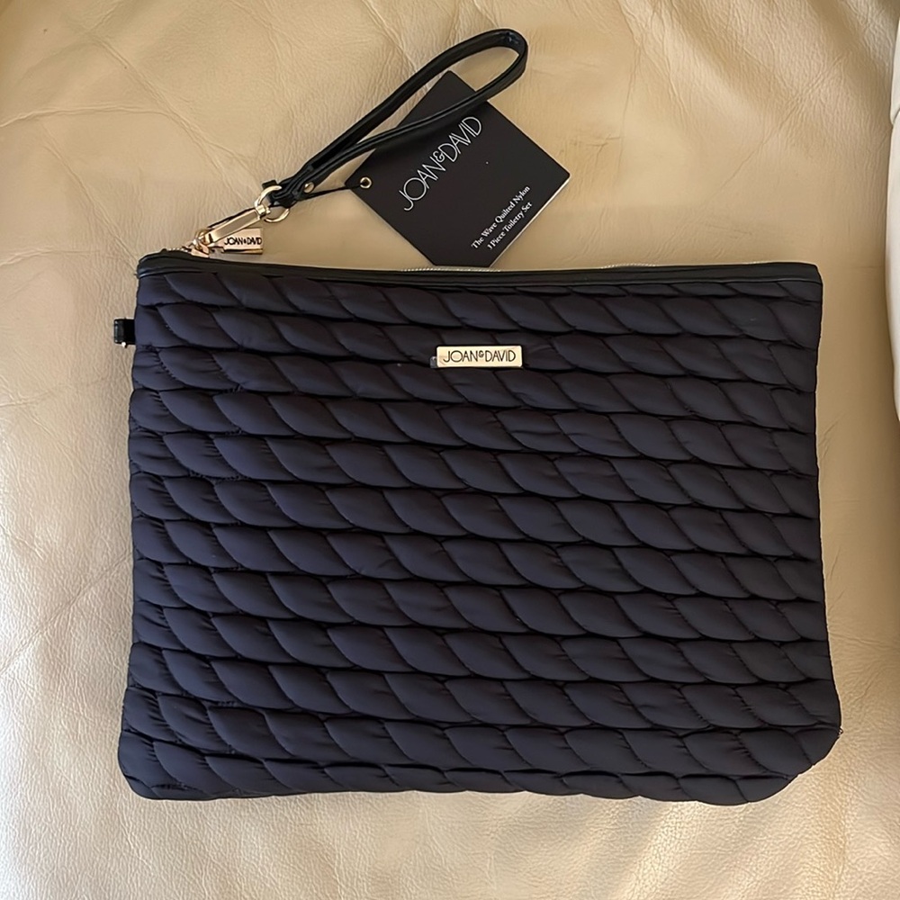 Joan & David Black 3 Piece Quilted Cosmetic Pouch Set NWT 👝